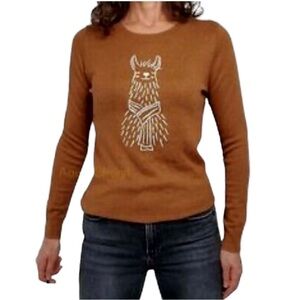 J.Crew Factory Llama With Scarf Sweater Camel Brown Size XSmall